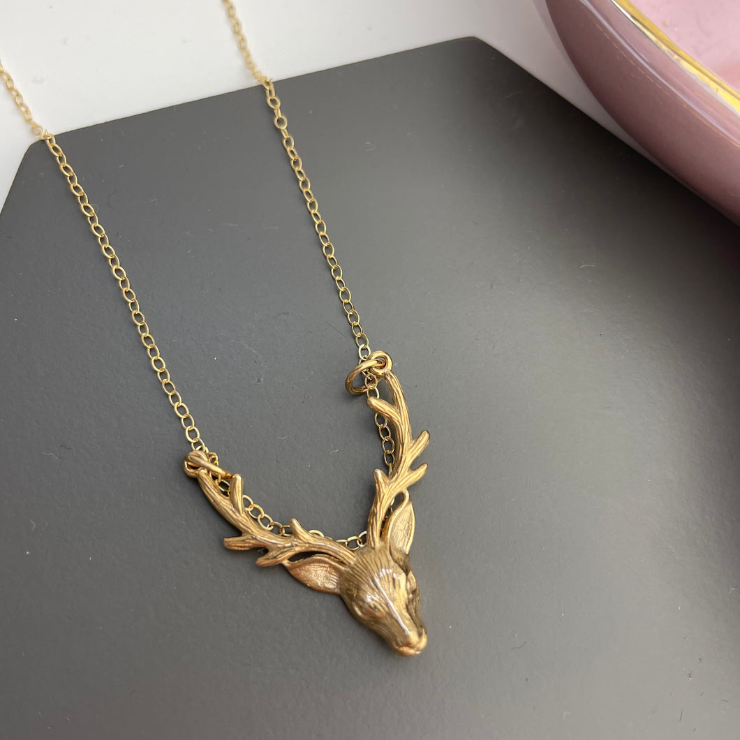 SAMPLE!! Bronze Stag Head Necklace