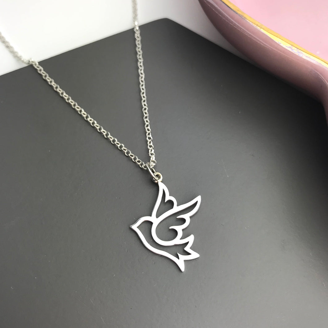 Sterling silver swallow bird necklace