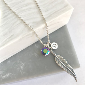 Personalised Sterling Silver Feather Necklace