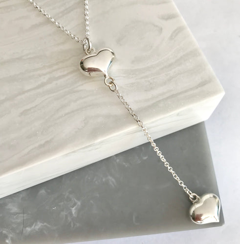 Sterling Silver Double The Love Heart Necklace