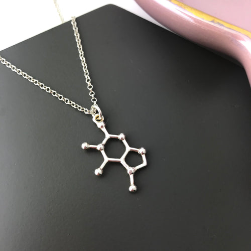 sterling silver chocolate molecule necklace