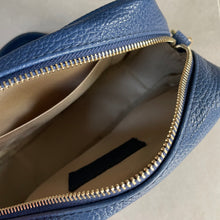 SALE!! Soft Navy Leather Handbag & Animal Print Patterned Strap