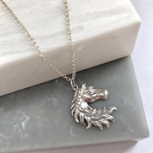 SALE!! Sterling Silver Horse Head Necklace