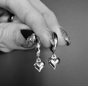 Sterling Silver Hug Hoop Heart Earrings