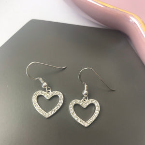 Sterling Silver Sparkly Heart Earrings