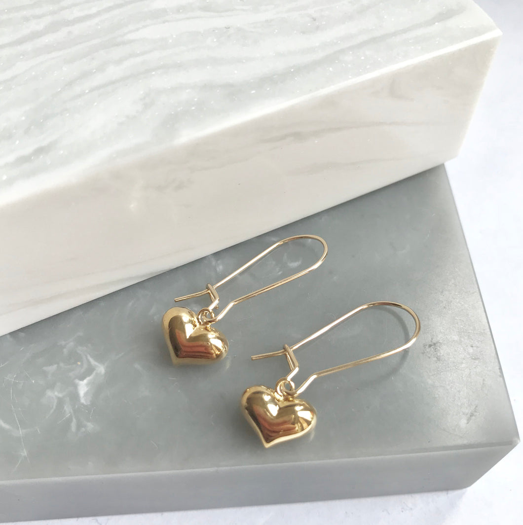 Gold Plated Heart Charm Earrings