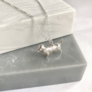 Sterling Solid Silver Dachshund Necklace