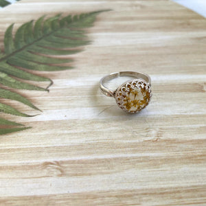 Sterling Silver Dried Flower Ring