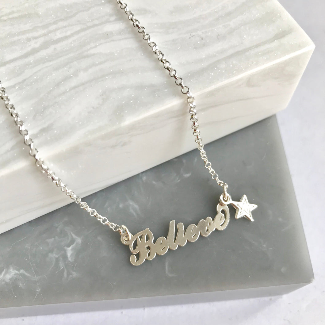 Sterling Silver Believe Star Necklace