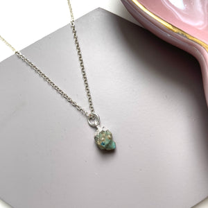 Sterling Silver Turquoise Raw Crystal Necklace