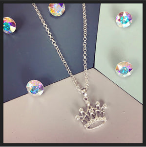 Sterling Silver Sparkly Crown Necklace