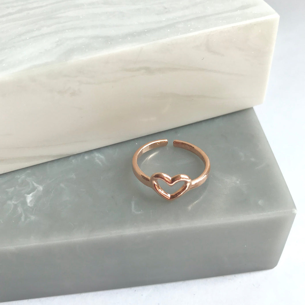 Sterling Silver Or Rose Gold Heart Pinky Midi Ring