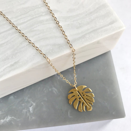 Gold Plated Sterling Silver Monstera Leaf Necklace