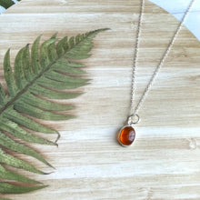 Sterling Silver Small Amber Pendant Necklace