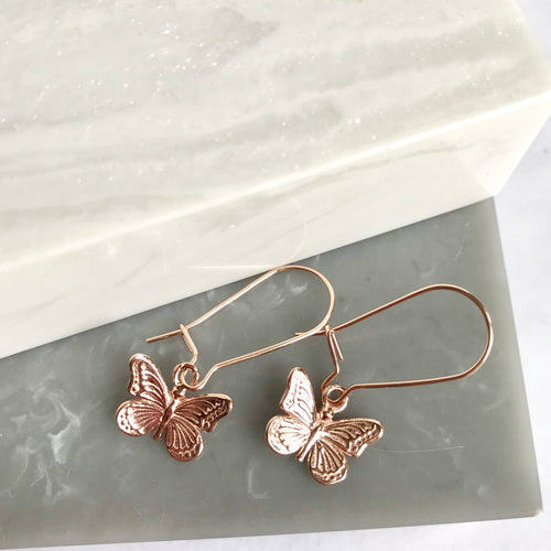 Rose Gold Plated Butterfly Earrings