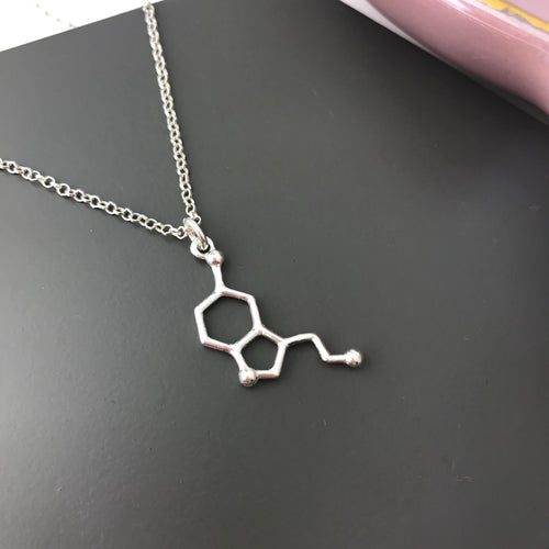 SALE!! Sterling Silver Serotonin Molecule Necklace