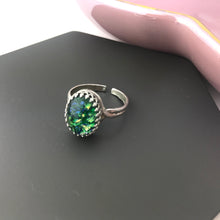 Sterling Silver Ring With Glass Opal Effect Stone