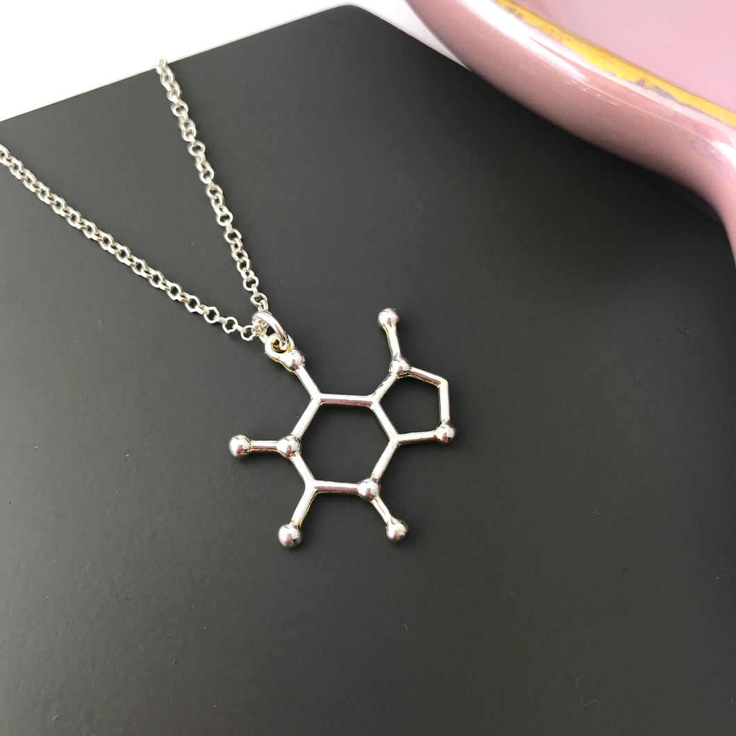 sterling silver caffeine molecule necklace