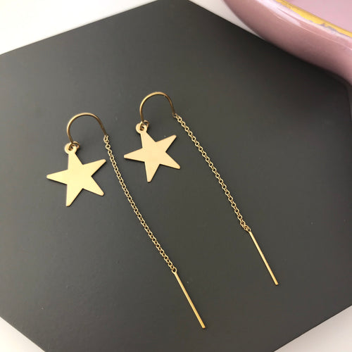 Gold filled star threader earrings