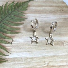 Sterling Silver Hug Hoop Star Earrings