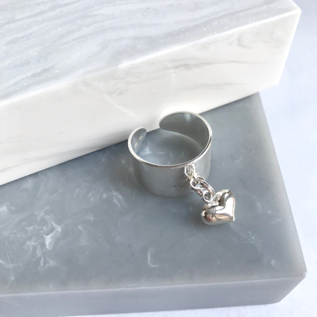 Sterling Silver Heart Charm Ring