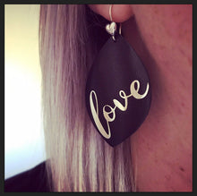 SALE!! Sterling Silver & Leather Love Earrings
