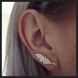 Sterling Silver Feather Ear Crawlers