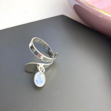 Sterling Silver Adjustable Ring & Gemstone Charm
