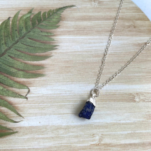 Sterling Silver Sapphire Raw Crystal Necklace