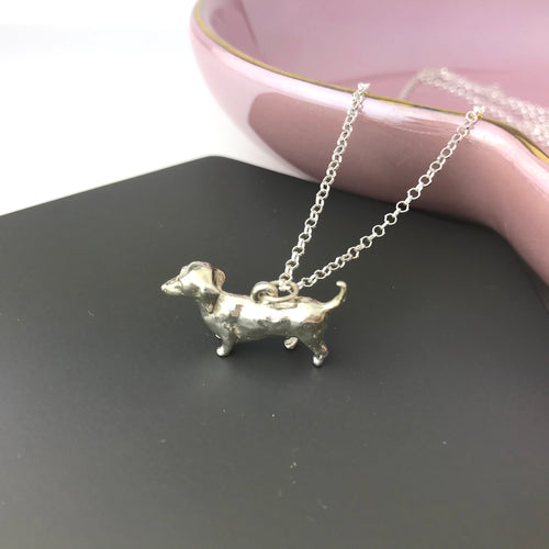 Sterling Silver Dachshund Sausage Dog Necklace