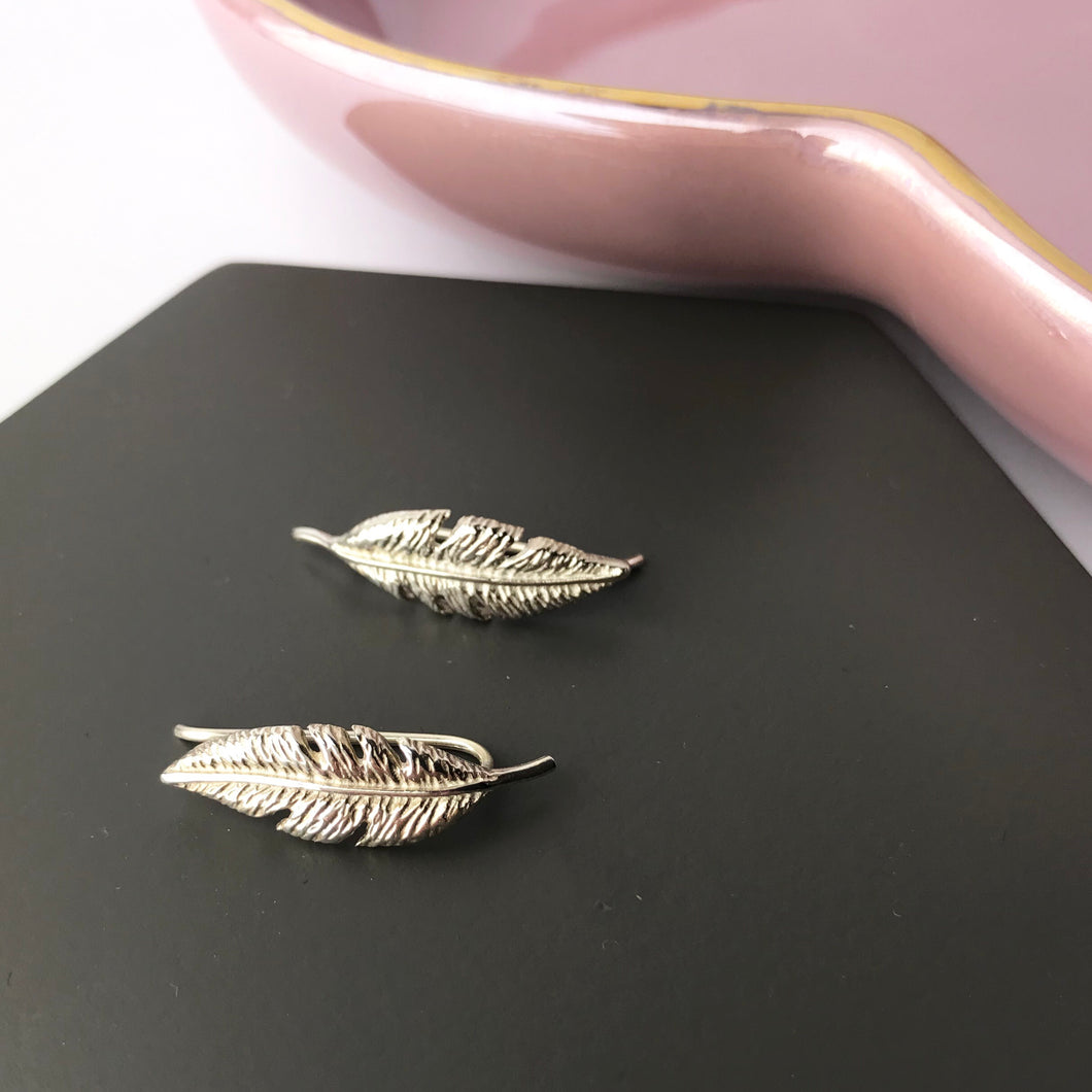 Sterling Silver Feather Ear Crawlers