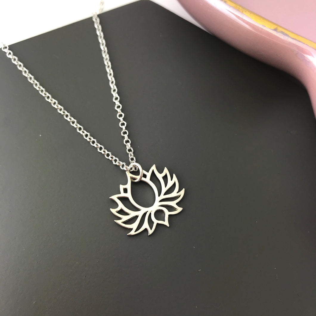 Sterling silver lotus flower necklace