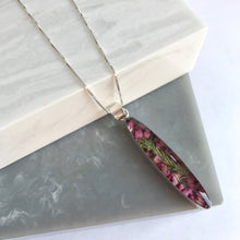 SALE!! Sterling Silver & Heather Long Pendant Necklace