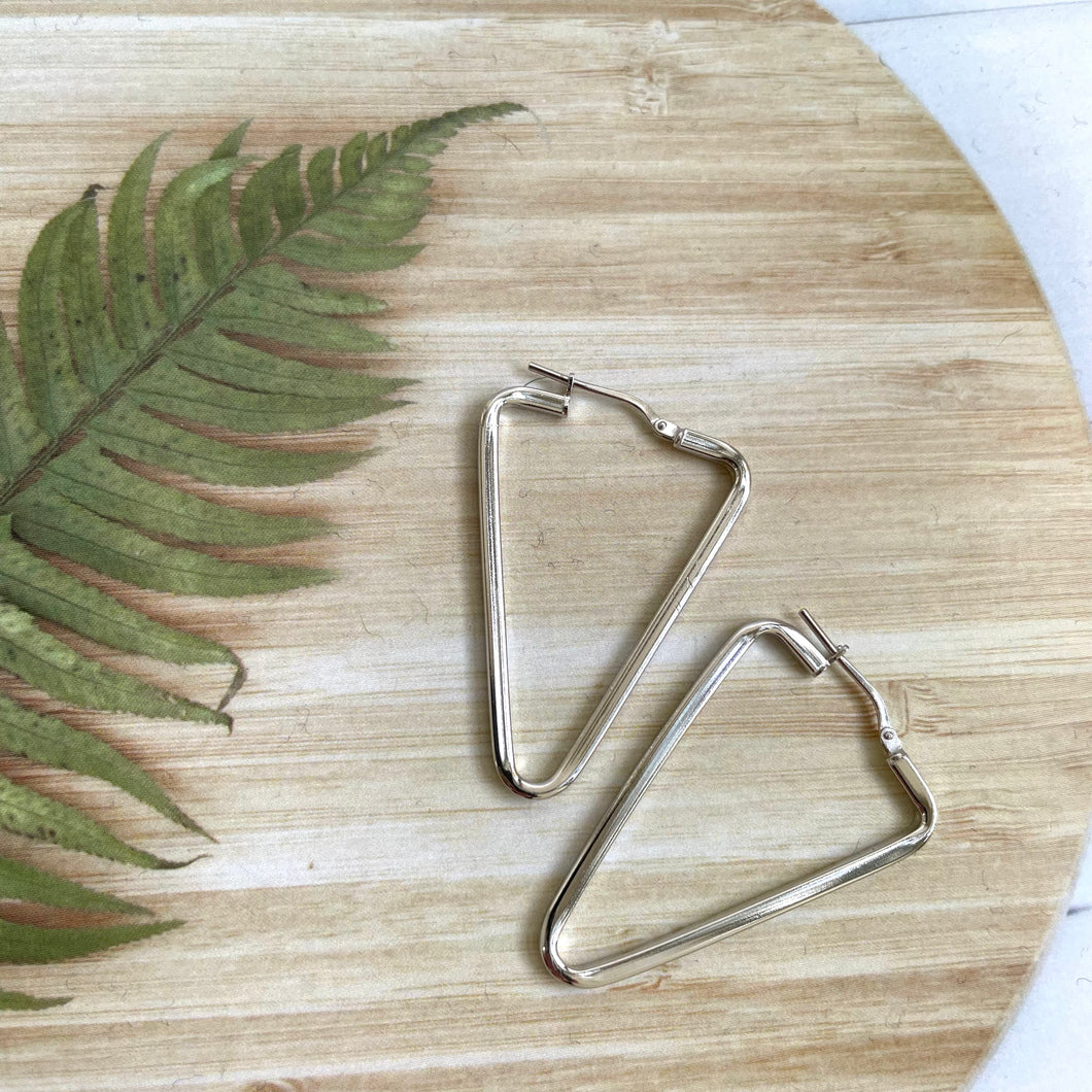 Silver triangle hoop earrings online