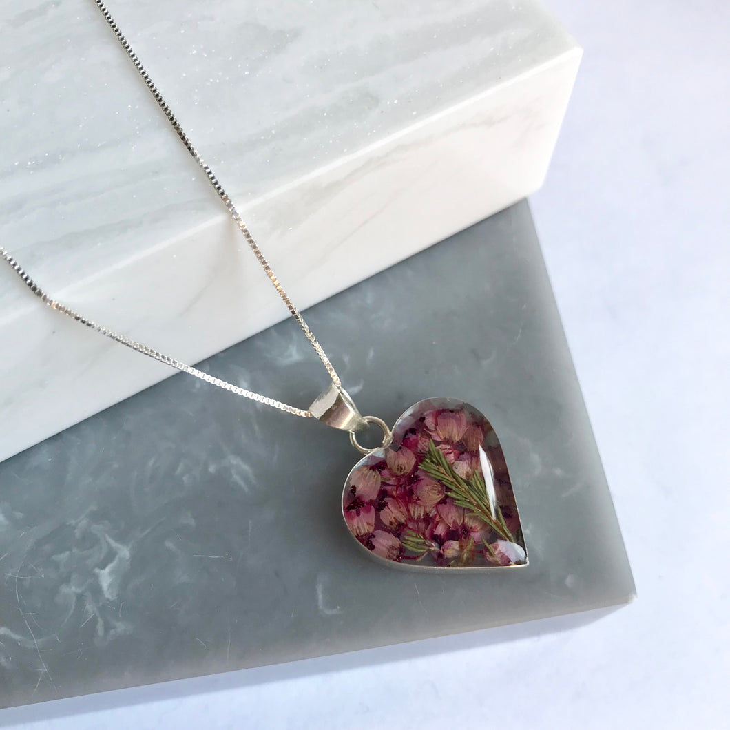 SALE!! Sterling Silver & Heather Heart Necklace